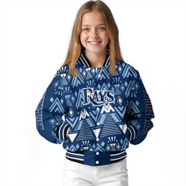 customized tampa bay rays pyramid shapes navy varsity jacket top rated