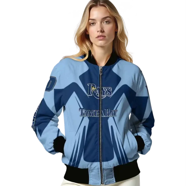 customized tampa bay rays spider mark navy light blue crocs bomber jacket latest model