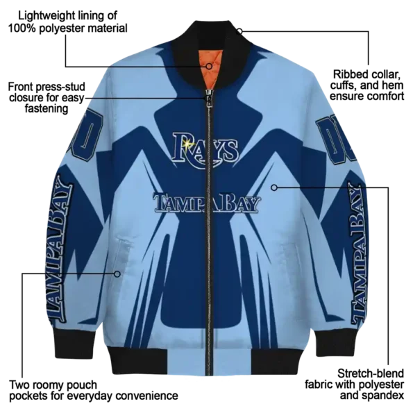 customized tampa bay rays spider mark navy light blue crocs bomber jacket new arrival