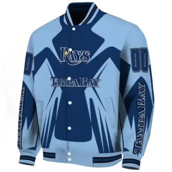 customized tampa bay rays spider mark navy light blue crocs varsity jacket best selling