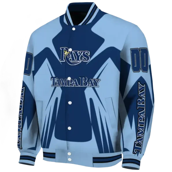 customized tampa bay rays spider mark navy light blue crocs varsity jacket best selling