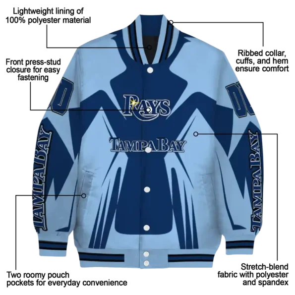customized tampa bay rays spider mark navy light blue crocs varsity jacket new arrival