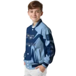 customized tampa bay rays spider mark navy light blue crocs varsity jacket best selling