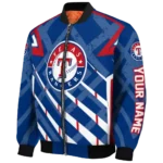 customized texas rangers chevron angles blue bomber jacket best selling