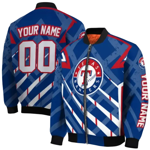 customized texas rangers chevron angles blue bomber jacket fashion forward