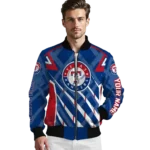 customized texas rangers chevron angles blue bomber jacket best selling