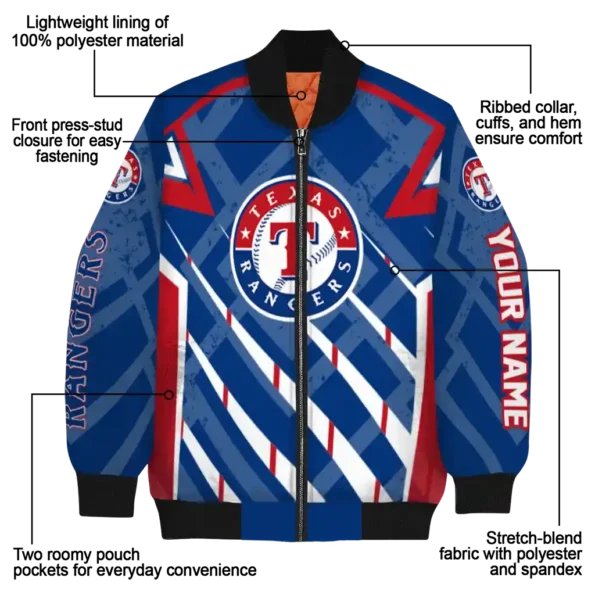 customized texas rangers chevron angles blue bomber jacket new arrival