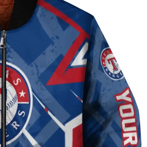 customized texas rangers chevron angles blue bomber jacket premium grade