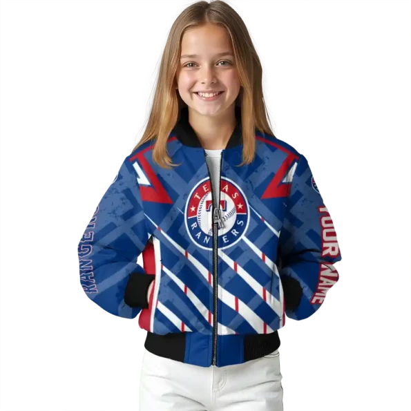 customized texas rangers chevron angles blue bomber jacket top rated
