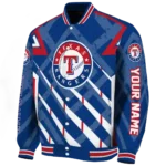 customized texas rangers chevron angles blue varsity jacket best selling