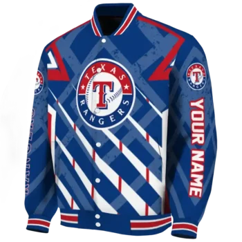 customized texas rangers chevron angles blue varsity jacket best selling