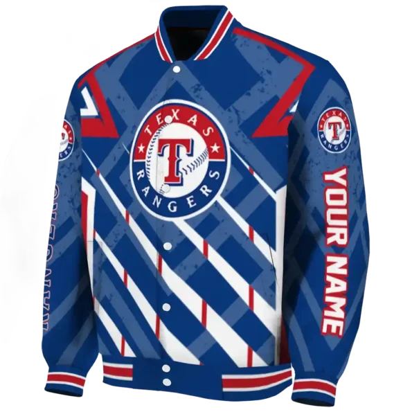 customized texas rangers chevron angles blue varsity jacket best selling