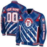 customized texas rangers chevron angles blue varsity jacket best selling