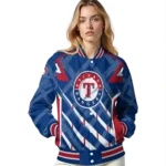 customized texas rangers chevron angles blue varsity jacket best selling