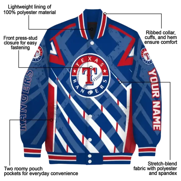 customized texas rangers chevron angles blue varsity jacket new arrival