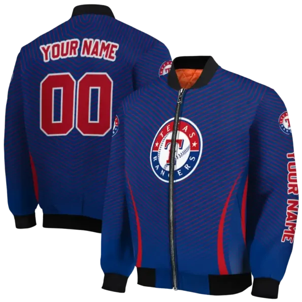 customized texas rangers chevron arrow blue bomber jacket fashion forward
