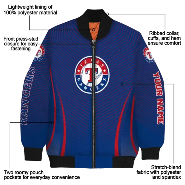customized texas rangers chevron arrow blue bomber jacket new arrival