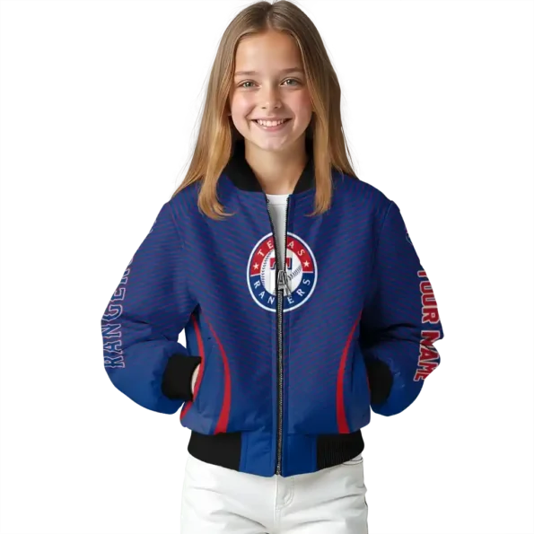 customized texas rangers chevron arrow blue bomber jacket top rated