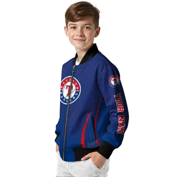 customized texas rangers chevron arrow blue bomber jacket trendy