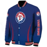 customized texas rangers chevron arrow blue varsity jacket best selling