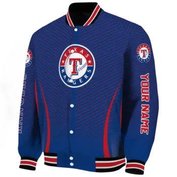 customized texas rangers chevron arrow blue varsity jacket best selling
