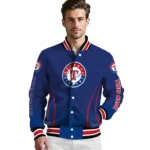 customized texas rangers chevron arrow blue varsity jacket best selling