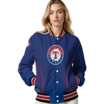 customized texas rangers chevron arrow blue varsity jacket best selling