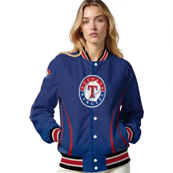 customized texas rangers chevron arrow blue varsity jacket latest model