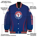 customized texas rangers chevron arrow blue varsity jacket best selling