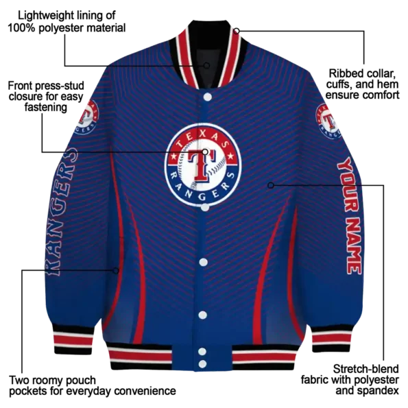 customized texas rangers chevron arrow blue varsity jacket new arrival