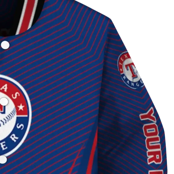 customized texas rangers chevron arrow blue varsity jacket premium grade
