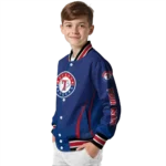 customized texas rangers chevron arrow blue varsity jacket best selling