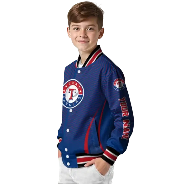 customized texas rangers chevron arrow blue varsity jacket trendy