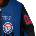 customized texas rangers flame border blue black bomber jacket best selling