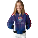 customized texas rangers hexagon grid blue bomber jacket best selling