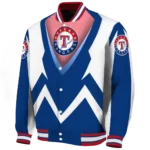 customized texas rangers v stripes blue white varsity jacket best selling