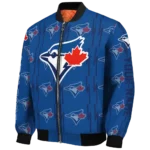 customized toronto blue jays bolt stripe blue bomber jacket best selling