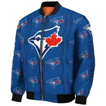 customized toronto blue jays bolt stripe blue bomber jacket best selling