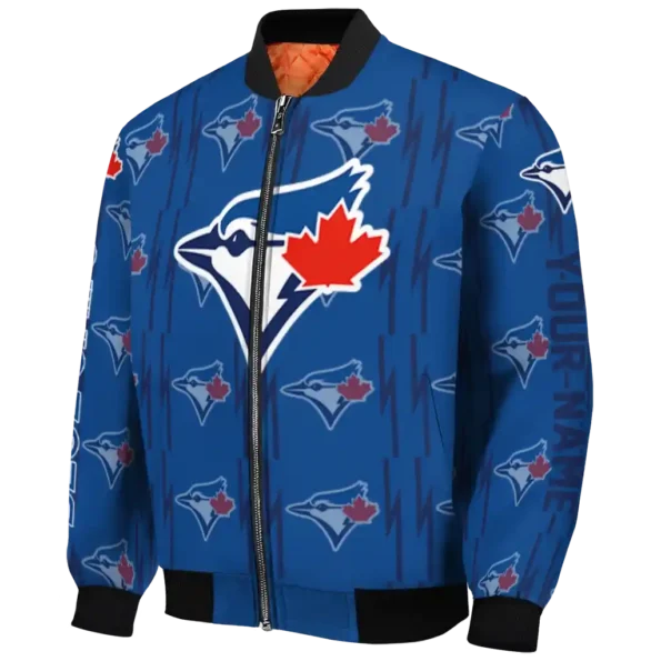 customized toronto blue jays bolt stripe blue bomber jacket best selling