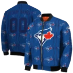 customized toronto blue jays bolt stripe blue bomber jacket best selling