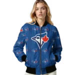 customized toronto blue jays bolt stripe blue bomber jacket best selling