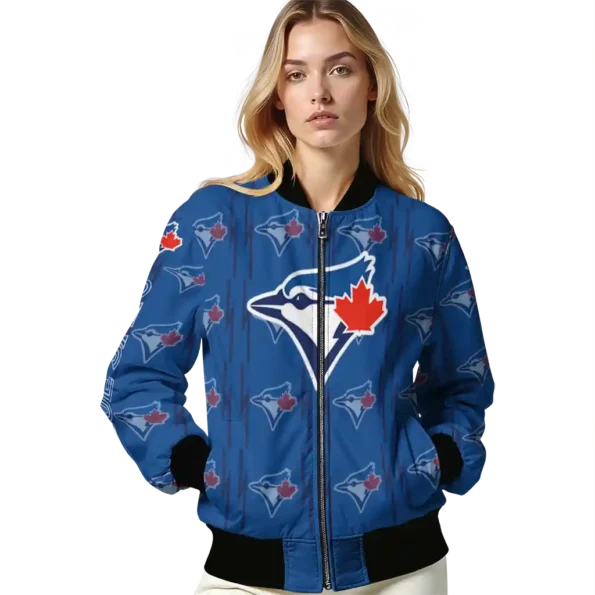 customized toronto blue jays bolt stripe blue bomber jacket latest model