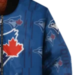 customized toronto blue jays bolt stripe blue bomber jacket best selling