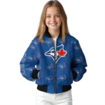 customized toronto blue jays bolt stripe blue bomber jacket best selling