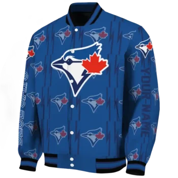 customized toronto blue jays bolt stripe blue varsity jacket best selling