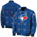 customized toronto blue jays bolt stripe blue varsity jacket best selling