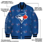 customized toronto blue jays bolt stripe blue varsity jacket best selling