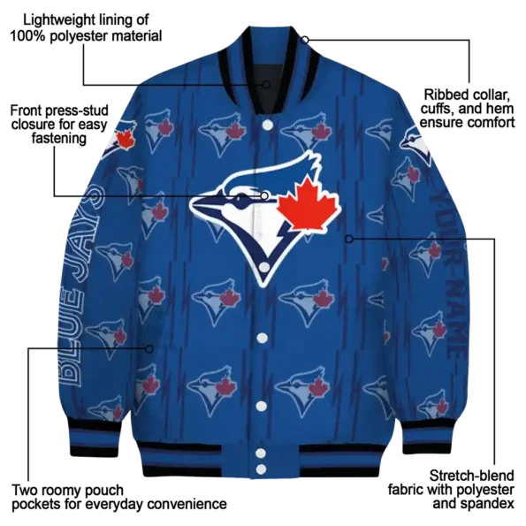 customized toronto blue jays bolt stripe blue varsity jacket new arrival