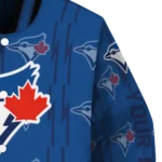 customized toronto blue jays bolt stripe blue varsity jacket best selling