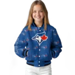 customized toronto blue jays bolt stripe blue varsity jacket best selling